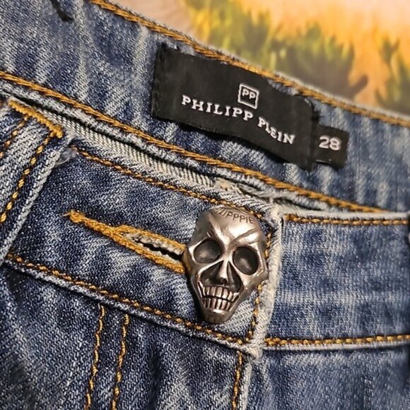 Philipp Plein Distressed Skull Jeans Size 28 - Picture 2 of 11